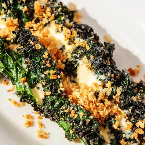 Massaged kale tossed in creamy garlic Parmesan dressing, topped with golden toasted breadcrumbs and shaved Parmesan for a savory crunch.