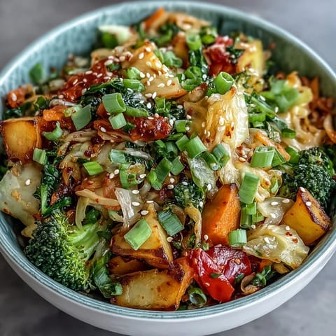 Vibrant Comforting Fermented Veggie Winter Stir-Fry sizzles in a wok with ginger, garlic, and crisp seasonal vegetables.  