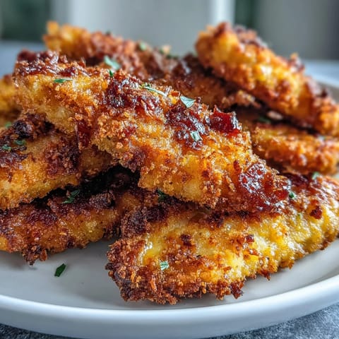Crispy Turmeric Chicken Tenders on a plate with lemon wedges and a creamy dip for a family dinner.