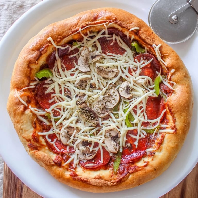 A close-up of homemade Stuffed Crust Pizza slices on a wooden board, ready to serve with a side of zesty marinara.