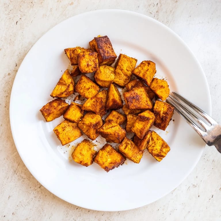 Freshly roasted sweet potatoes with smoky paprika, ready to enjoy or add to tacos.