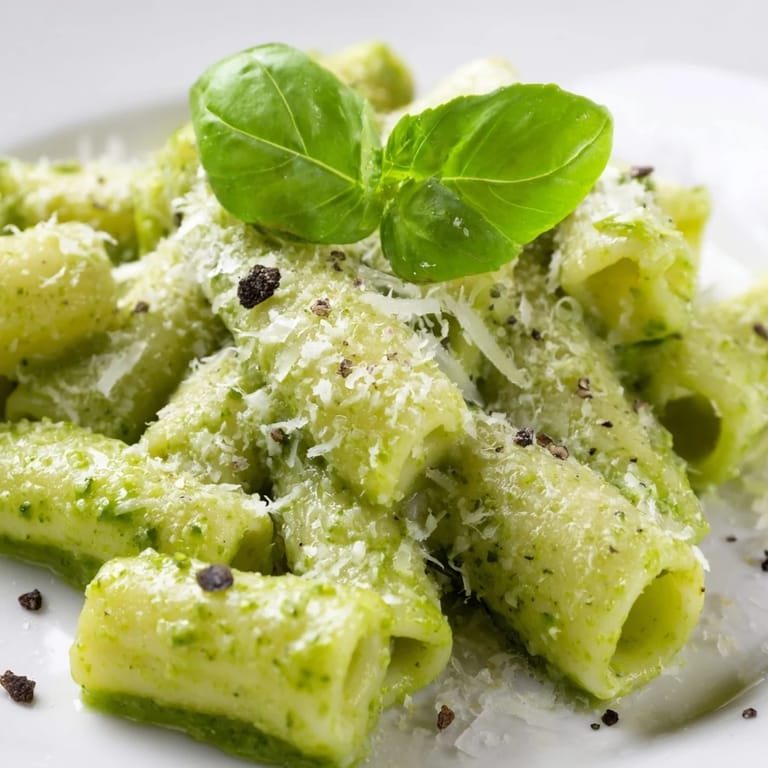 Tossing tender macaroni with a vibrant green avocado pesto sauce for a luscious weeknight meal.