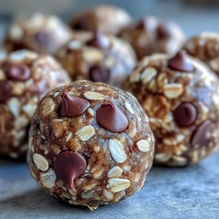 Freshly rolled Banana Chocolate Chip Energy Balls in a small glass jar, the perfect no-bake treat for busy mornings or an afternoon pick-me-up.