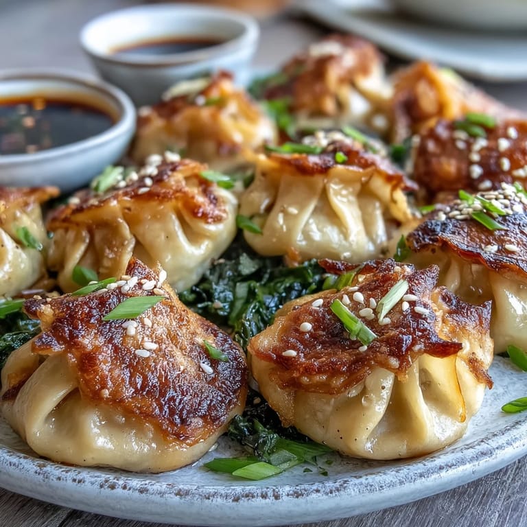 A close-up of golden Smash Dumplings reveals a crunchy sear and steam rising from the juicy, Asian-fusion filling on a serving plate.