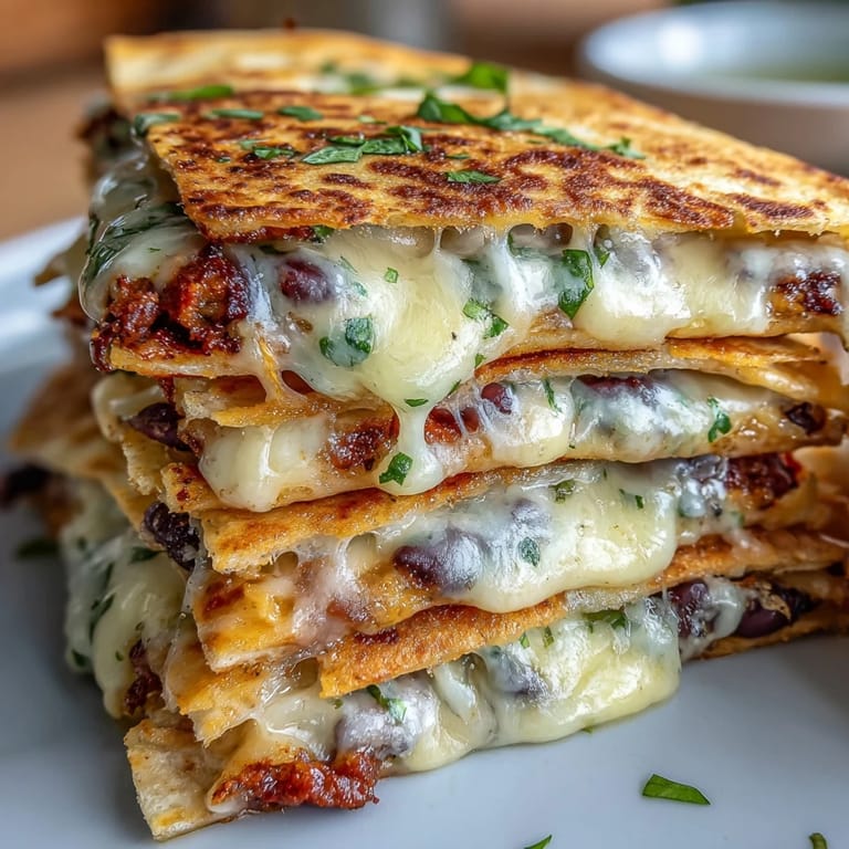 Hot Blooming Quesadilla Ring with crispy tortilla triangles and black beans, ready to dip in salsa.