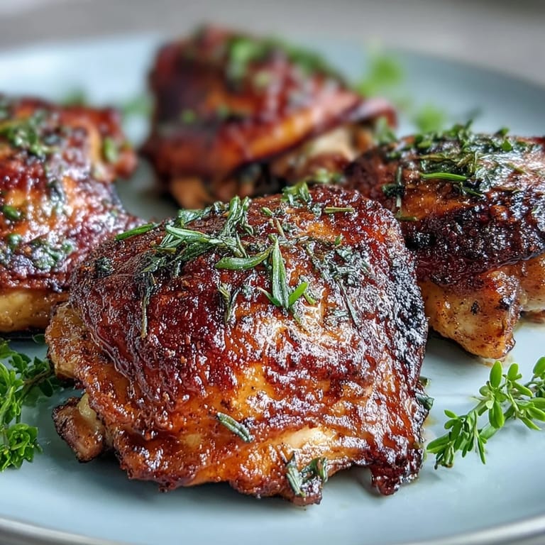 Freshly roasted Crispy Baked Bone-In Chicken Thighs show off smoky spice and crispy skin, ideal with roasted veggies or mashed potatoes.