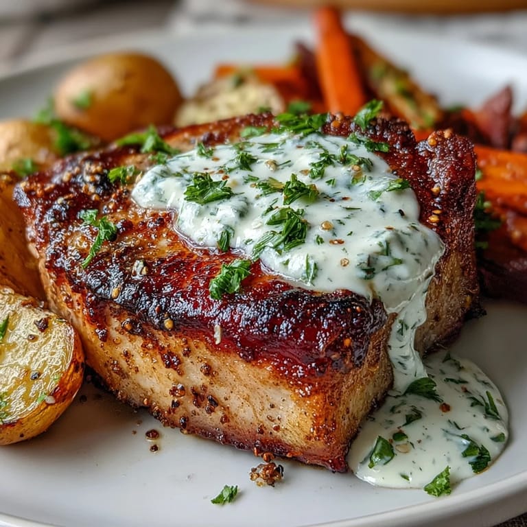 Tender Crockpot Ranch Pork Chops slow-cooked with baby potatoes and carrots in a velvety ranch gravy.