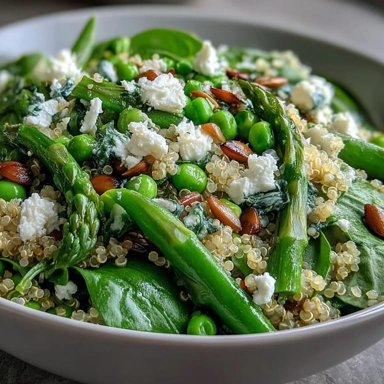 A wholesome bowl of Spring Green Bowl with blanched green beans, fluffy quinoa, and bright herbs ready to serve.