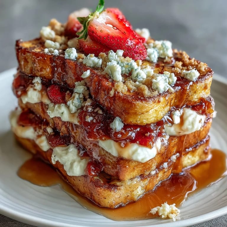 Baked Strawberry French Toast Casserole topped with crumbly cinnamon streusel and dusted with powdered sugar, perfect for spring mornings.