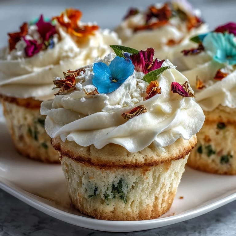 Bright and colorful spring cupcakes decorated with edible flowers, ideal for Mother's Day, Easter, or any festive spring gathering.