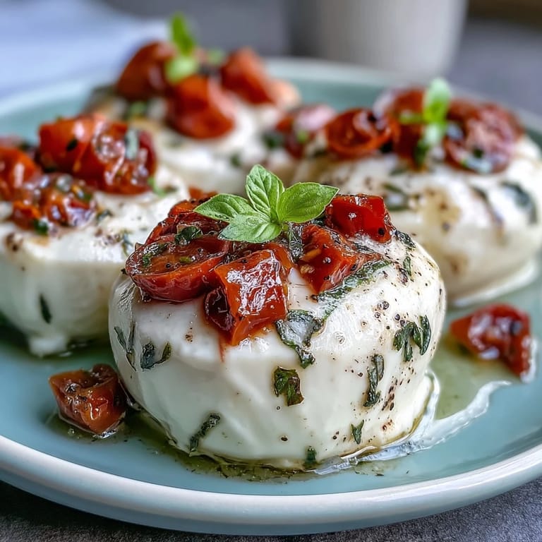 Savor these Caprese Deviled Eggs, bright with basil oil, perfect for appetizers.