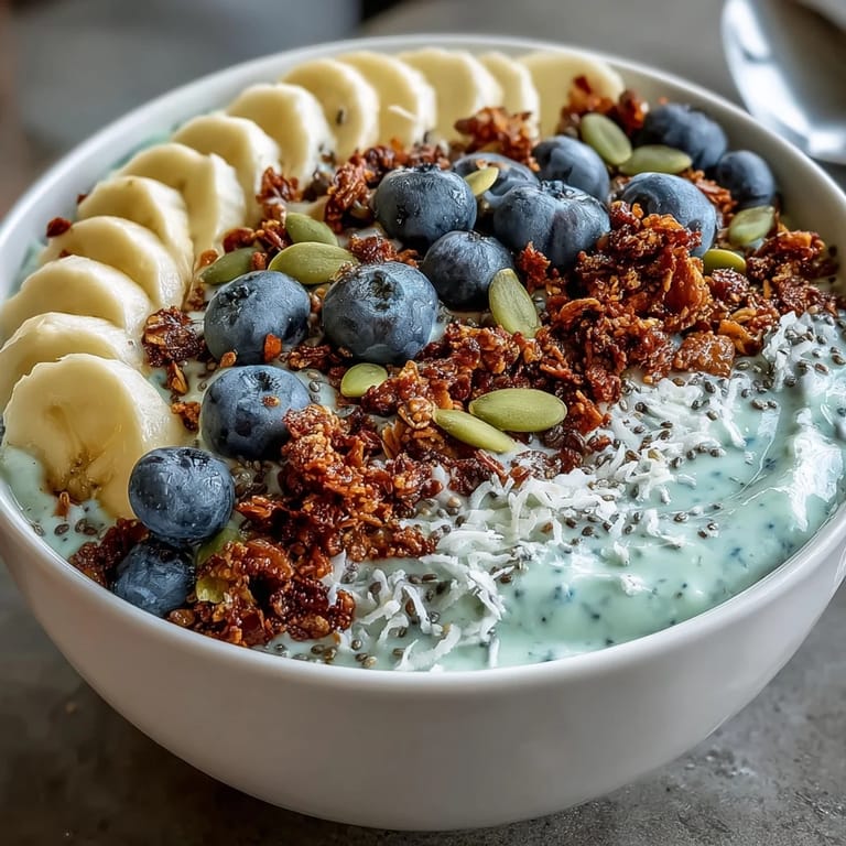 A thick, satisfying High Fiber Smoothie Bowl layered with crunchy granola and seeds.