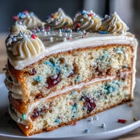 Bright Class of 2026 Confetti Cake with vibrant champagne frosting.