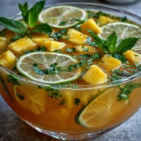 Vibrant Grad Party Punch with mango, pineapple, sparkling lemonade.