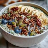 Creamy High Fiber Smoothie Bowl with psyllium, banana and vibrant toppings.